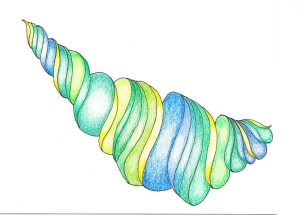 Colored pencil shading on tangle pattern  Narwal.